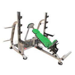 Скамья для жима наклонная регулируемая со страховочными упорами и упорами для партнера BP - 012